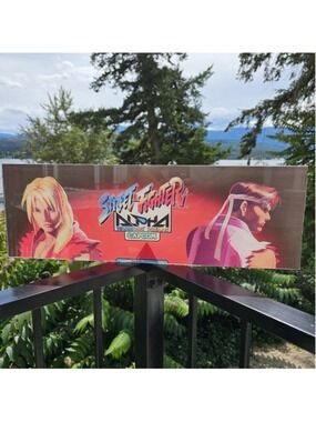Original Street Fighter Alpha Warriors Dreams Capcom Arcade Marquee Sign 24” VTG